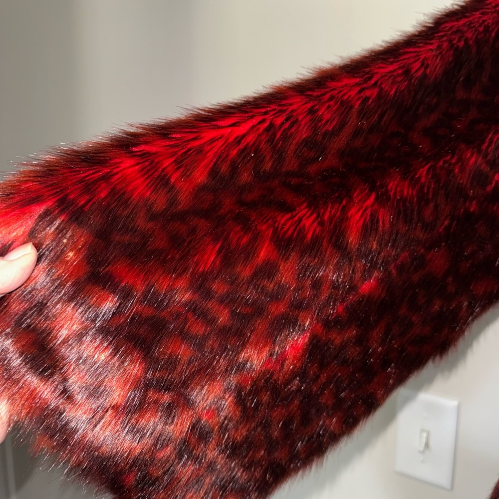 Red leopard faux fur jacket by Natori (rent the runway) size Large - Picture 5 of 10